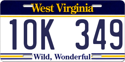 WV license plate 1OK349