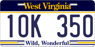 WV license plate 1OK350