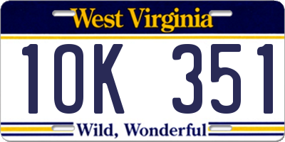 WV license plate 1OK351