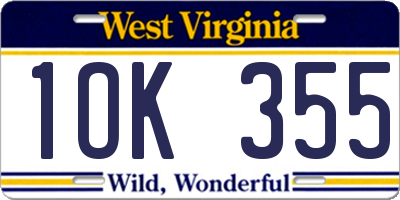 WV license plate 1OK355