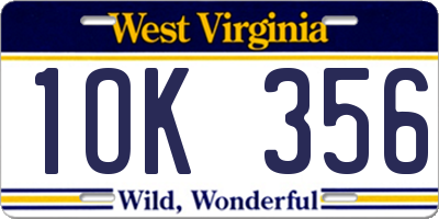 WV license plate 1OK356