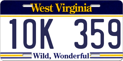 WV license plate 1OK359