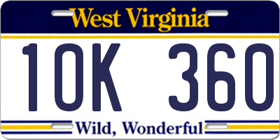 WV license plate 1OK360