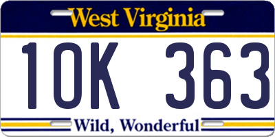 WV license plate 1OK363