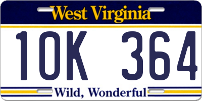WV license plate 1OK364
