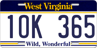 WV license plate 1OK365