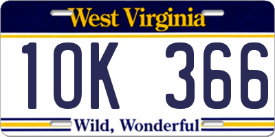 WV license plate 1OK366
