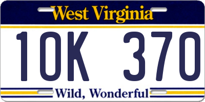 WV license plate 1OK370