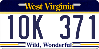 WV license plate 1OK371