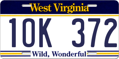 WV license plate 1OK372