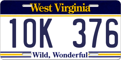WV license plate 1OK376