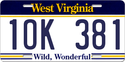 WV license plate 1OK381