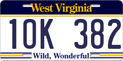 WV license plate 1OK382