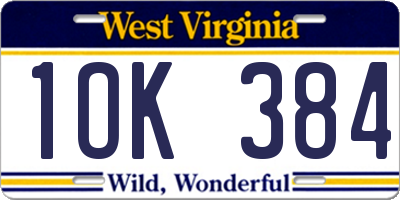 WV license plate 1OK384