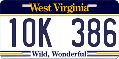 WV license plate 1OK386