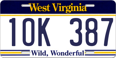 WV license plate 1OK387