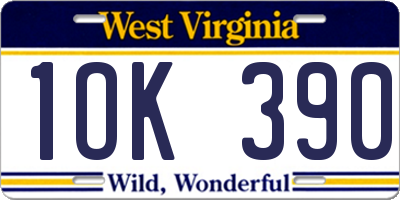 WV license plate 1OK390
