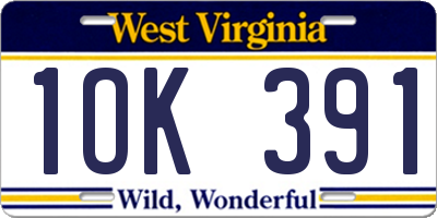 WV license plate 1OK391