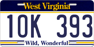 WV license plate 1OK393