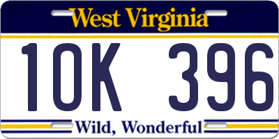 WV license plate 1OK396