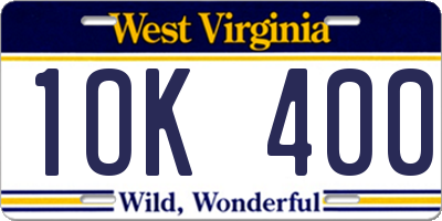 WV license plate 1OK400