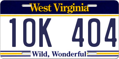 WV license plate 1OK404