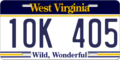 WV license plate 1OK405