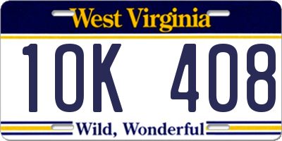 WV license plate 1OK408