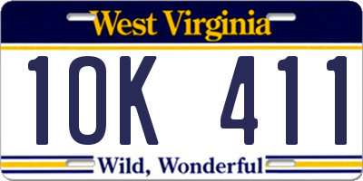 WV license plate 1OK411