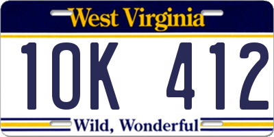 WV license plate 1OK412