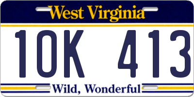 WV license plate 1OK413