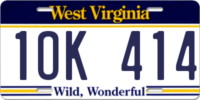 WV license plate 1OK414
