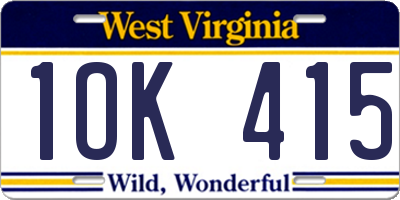 WV license plate 1OK415