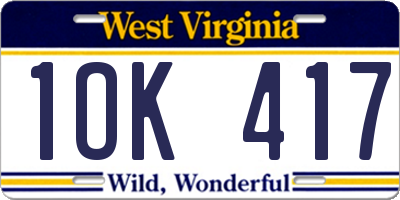 WV license plate 1OK417