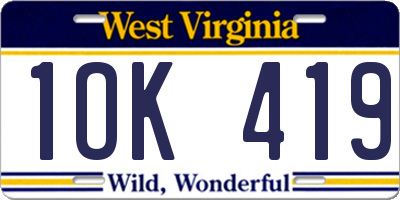 WV license plate 1OK419