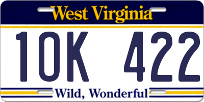 WV license plate 1OK422