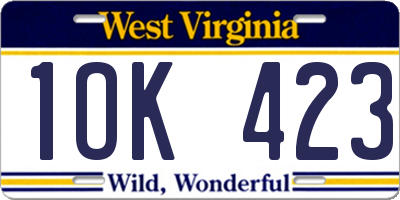 WV license plate 1OK423