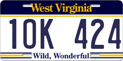 WV license plate 1OK424