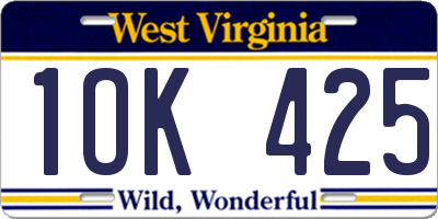 WV license plate 1OK425