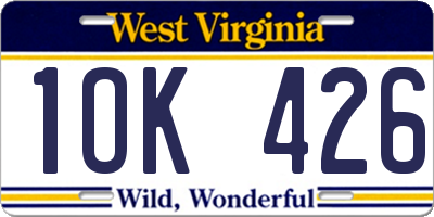 WV license plate 1OK426