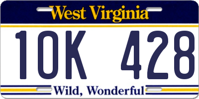 WV license plate 1OK428