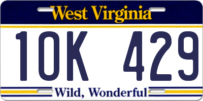 WV license plate 1OK429
