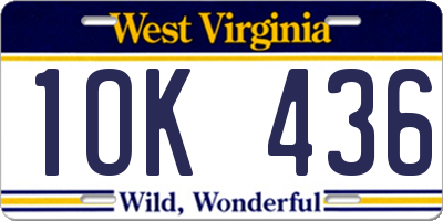 WV license plate 1OK436