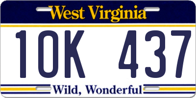 WV license plate 1OK437