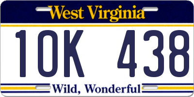 WV license plate 1OK438