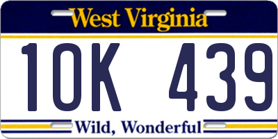 WV license plate 1OK439