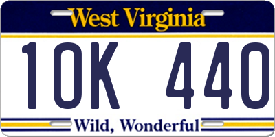 WV license plate 1OK440