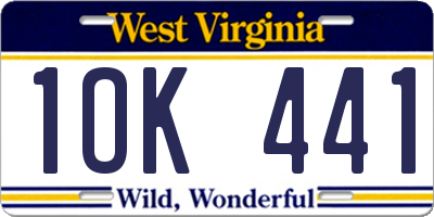 WV license plate 1OK441