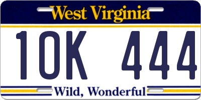 WV license plate 1OK444