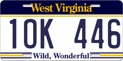 WV license plate 1OK446